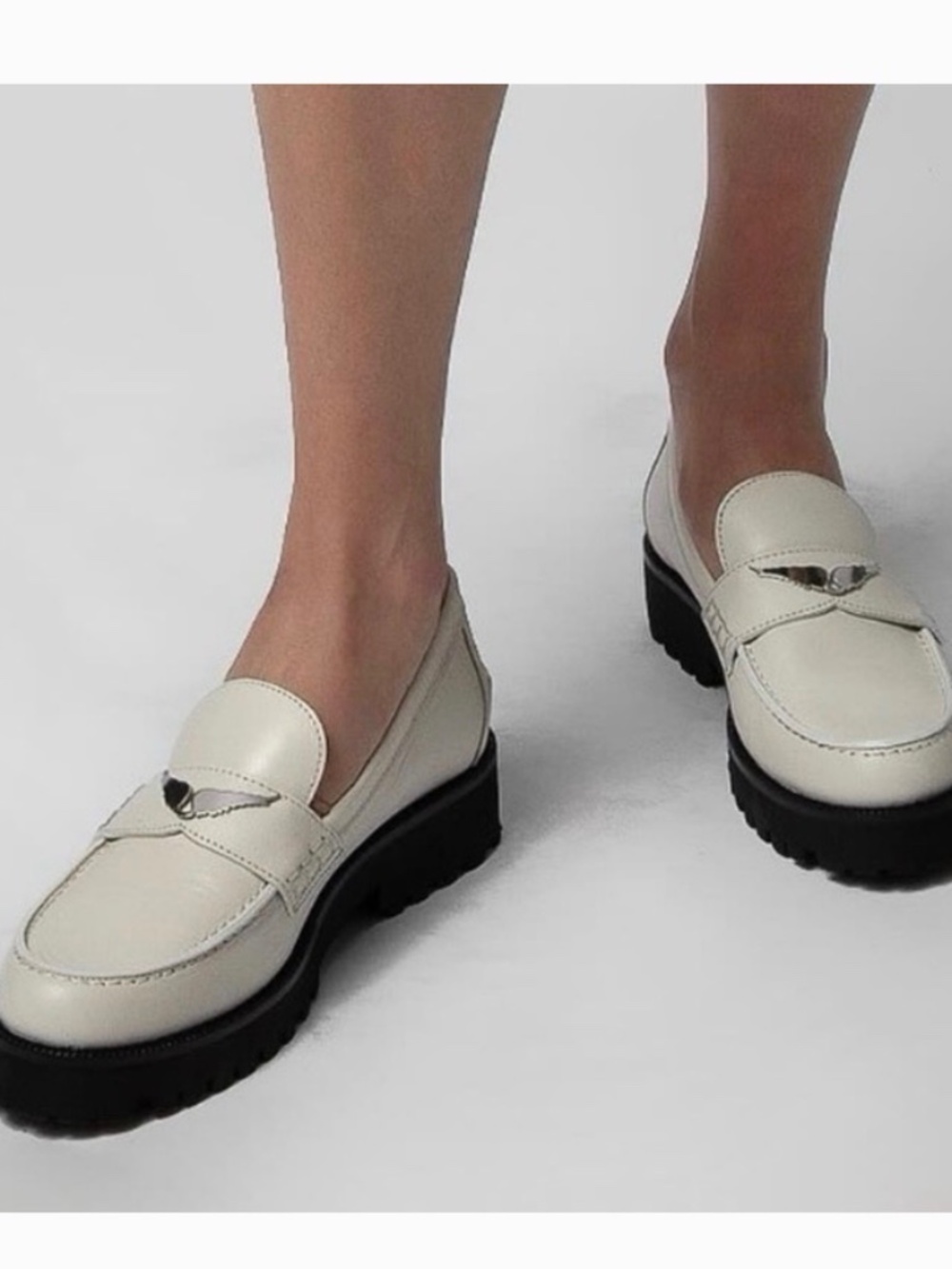 ZADIG & VOLTAIRE Joecassin Loafers in Ice color with Black Sole- size 9